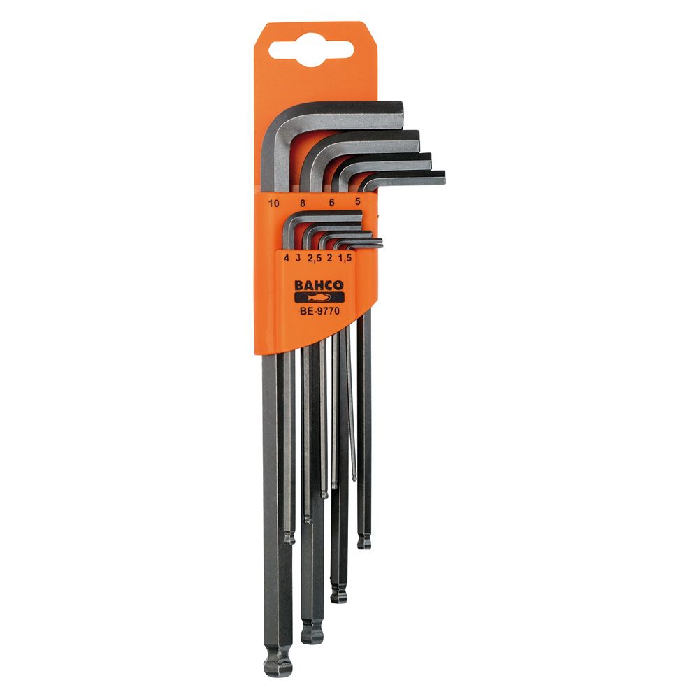 LLAVES ALLEN HEXAGONALES CON BOLA 1.5 mm -10 mm, JUEGO DE 9 PIEZAS