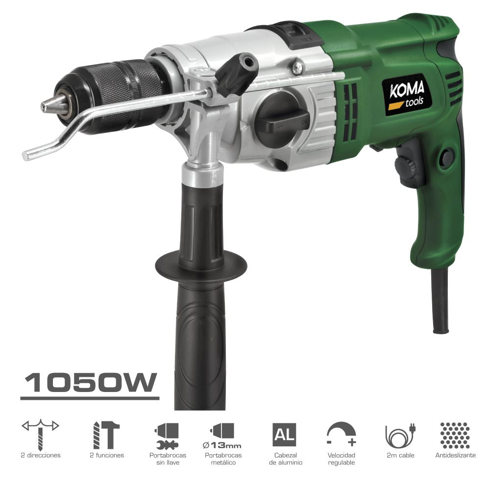 TALADRO PERCUTOR 1050W CON CABLE DE 2 m