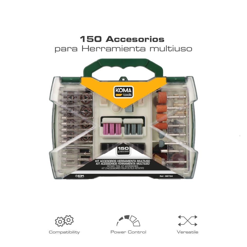 ACCESORIOS PARA MULTIHERRAMIENTA ROTATIVA, SET 150 PIEZAS