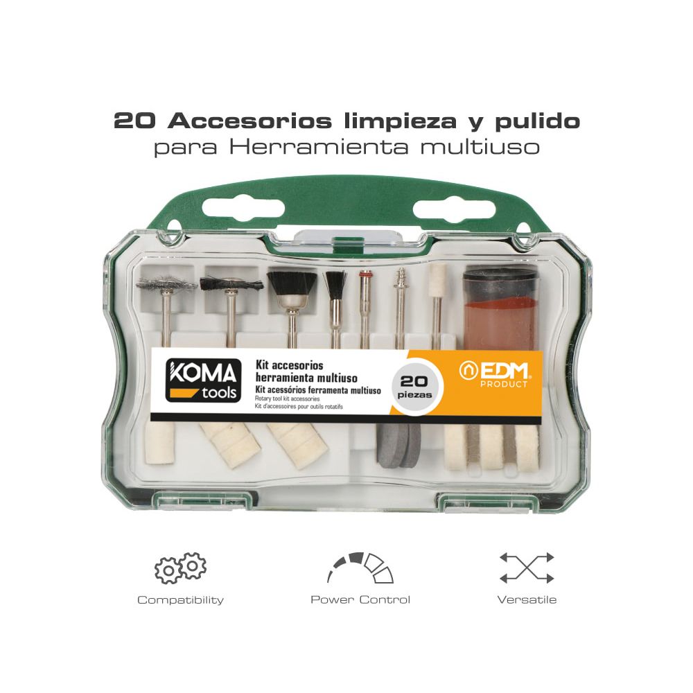 ACCESORIOS PARA MULTIHERRAMIENTA ROTATIVA, SET 20 PIEZAS