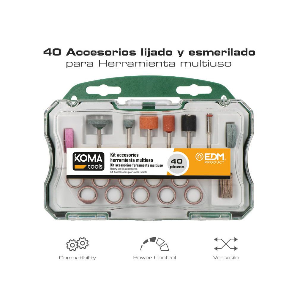 ACCESORIOS PARA MULTIHERRAMIENTA ROTATIVA, SET 40 PIEZAS