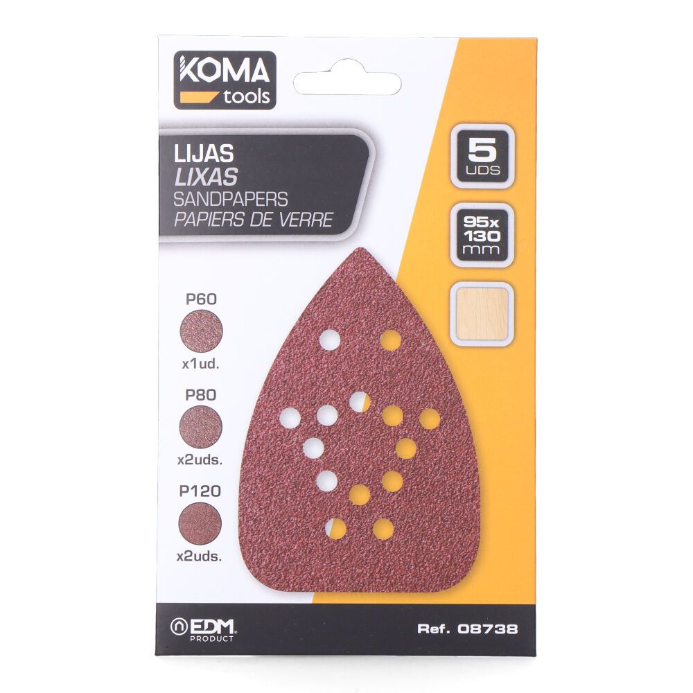 LIJAS PARA LIJADORA TIPO MOUSE 08753, 5 uds
