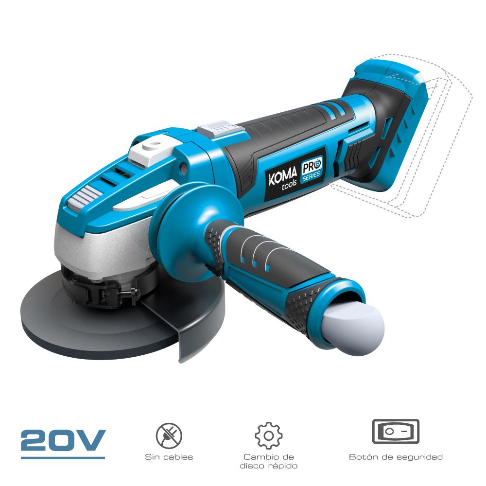 AMOLADORA ANGULAR 20 V Ø115 mm SIN BATERÍA NI CARGADOR, 28,9 x 23,9 cm