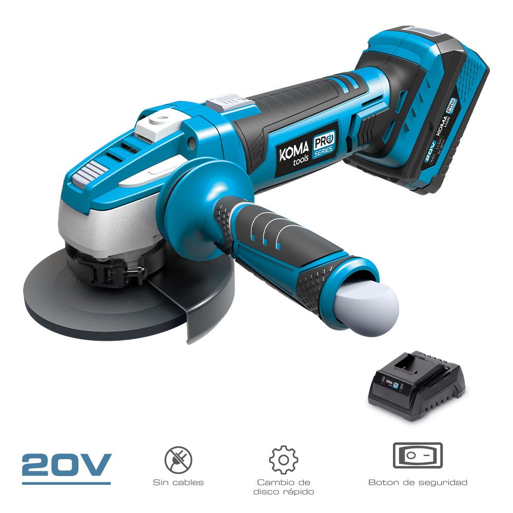 KIT AMOLADORA ANGULAR 20 V Ø115 mm CON 1 BATERíA 4.0Ah Y CARGADOR 08772