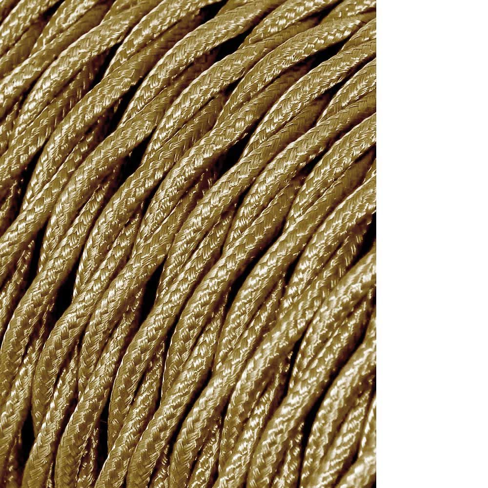 CARRETE CABLE TEXTIL TRENZADO H03VV-F 2 x 0,75 mm² ORO, 25 m