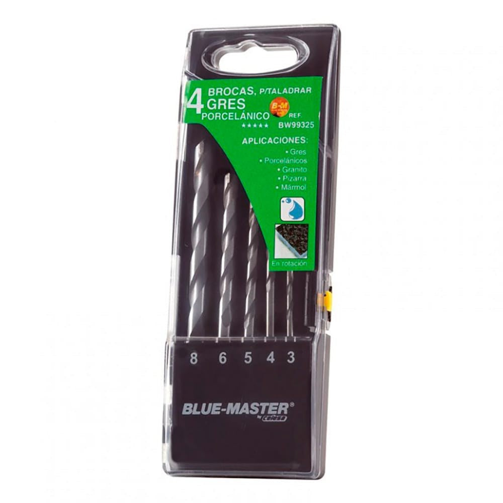 BROCAS PROFESIONALES PORCELÁNICO Ø4-5-6-8mm, JUEGO 4 PIEZAS