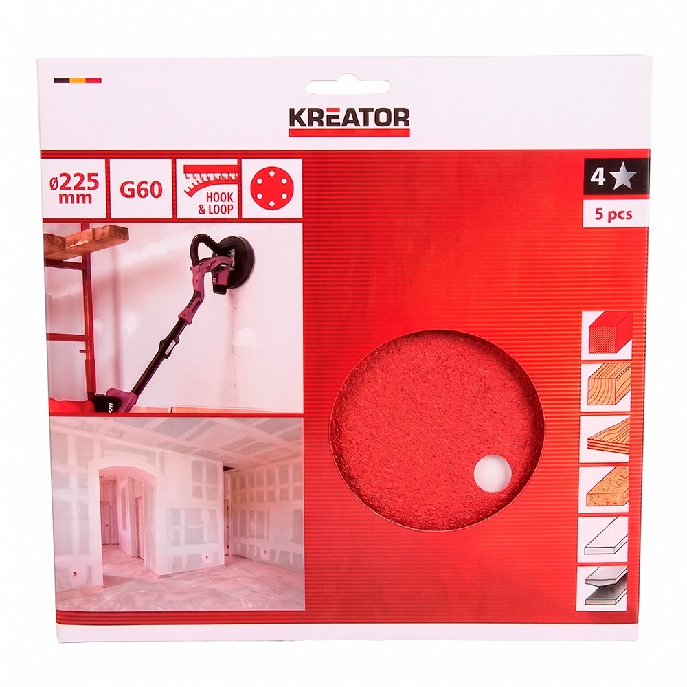 DISCO LIJA CARTÓN YESO Ø225 mm G60, BLISTER 5 uds