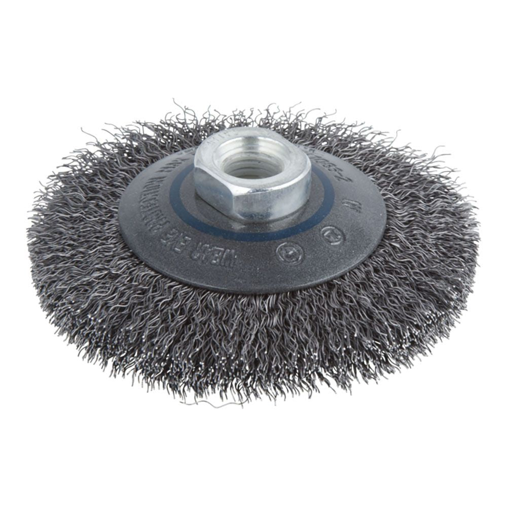 CEPILLO CÓNICO DE ALAMBRE DE ACERO, ROSCA M14, Ø100 x 15 mm