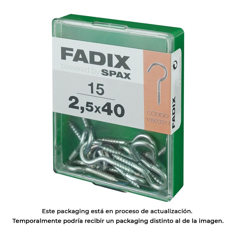 HEMBRILLA ABIERTA ZINCADO 2,5 x 40 mm, CAJA M 15 uds