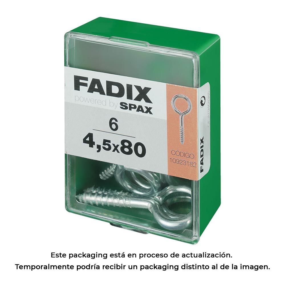 HEMBRILLA CERRADA ZINCADO 4,5 x 80 mm, CAJA M 6 uds