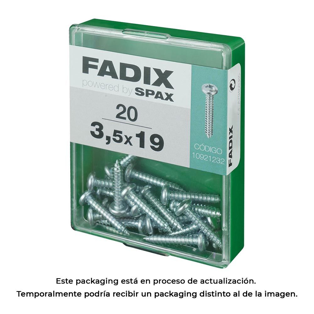 CAJA M 20 unid. TORNILLO ROSCA CHAPA CR CINC 3,5x19mm FADIX