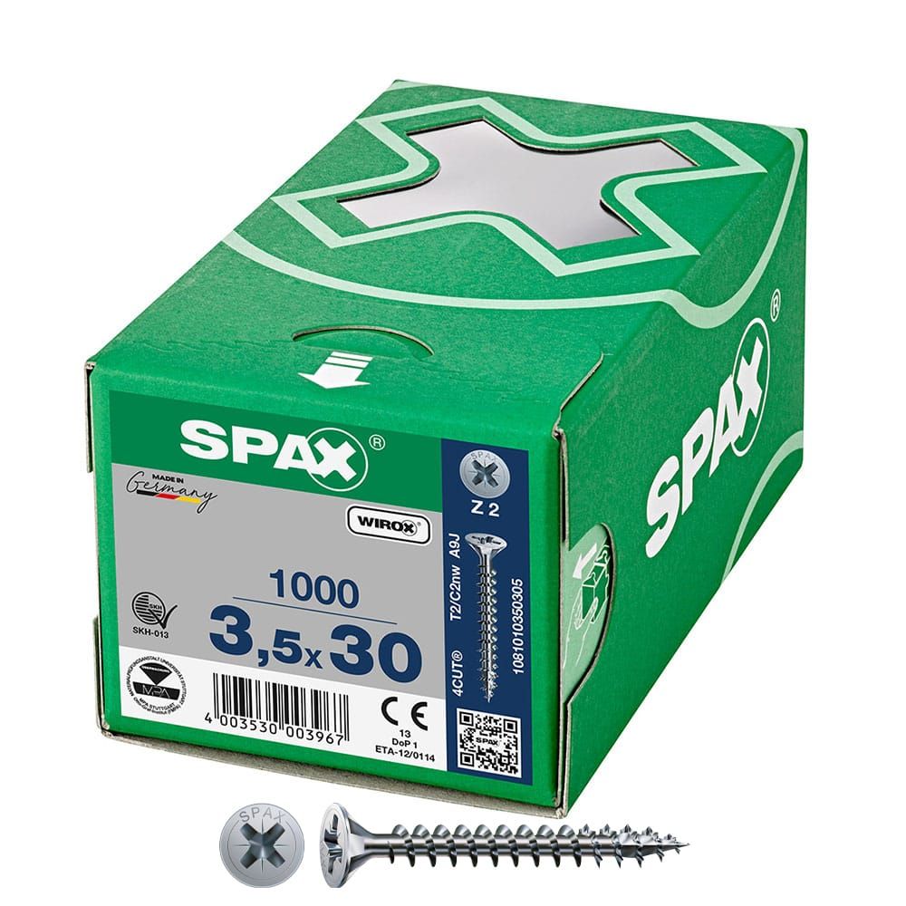 CAJA 1000 UNID. TORNILLO UNIVERSAL CABEZA PLANA WIROX 3,5X30MM Z2
