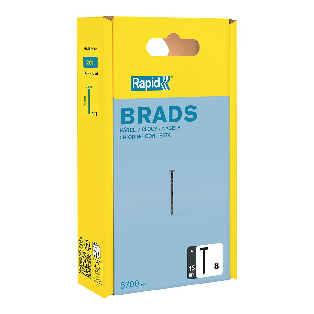 CLAVOS BRAD 8 / 15 mm GALVANIZADOS, 5700 uds