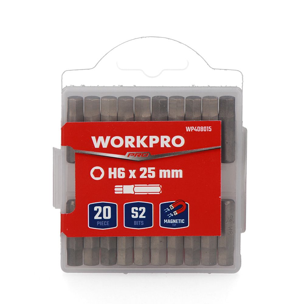 PUNTAS MAGNÉTICAS HEXAGONALES H6 x 25 mm ACERO S2, 20 uds