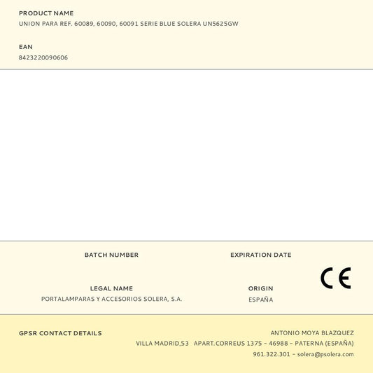 UNION PARA REF. 60089, 60090, 60091 SERIE BLUE SOLERA UN5625GW