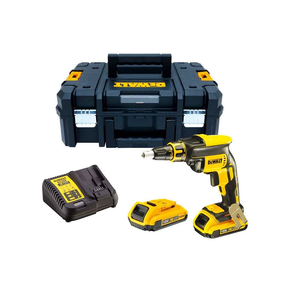 KIT ATORNILLADOR BRUSHLESS PARA PANEL DE YESO 18 V ¼ pulg CON 2 BATERÍAS 2,0Ah Y CARGADOR