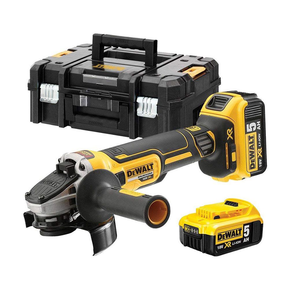 AMOLADORA MINI BRUSHLESS XR 18V Ø125 mm CON 2 BATERÍAS Li-Ion 5AH, CARGADOR Y MALETÍN TSTAK II