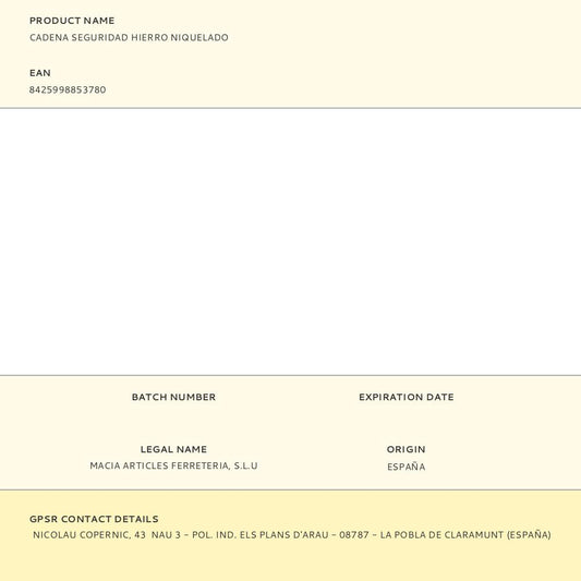 CADENA SEGURIDAD HIERRO NIQUELADO