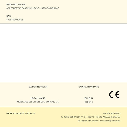 ABREPUERTAS AJUSTABLE MULTICORRIENTE, MODELO 54ABF/S S-5437--B210GA, MEMORIA DESLIZANTE