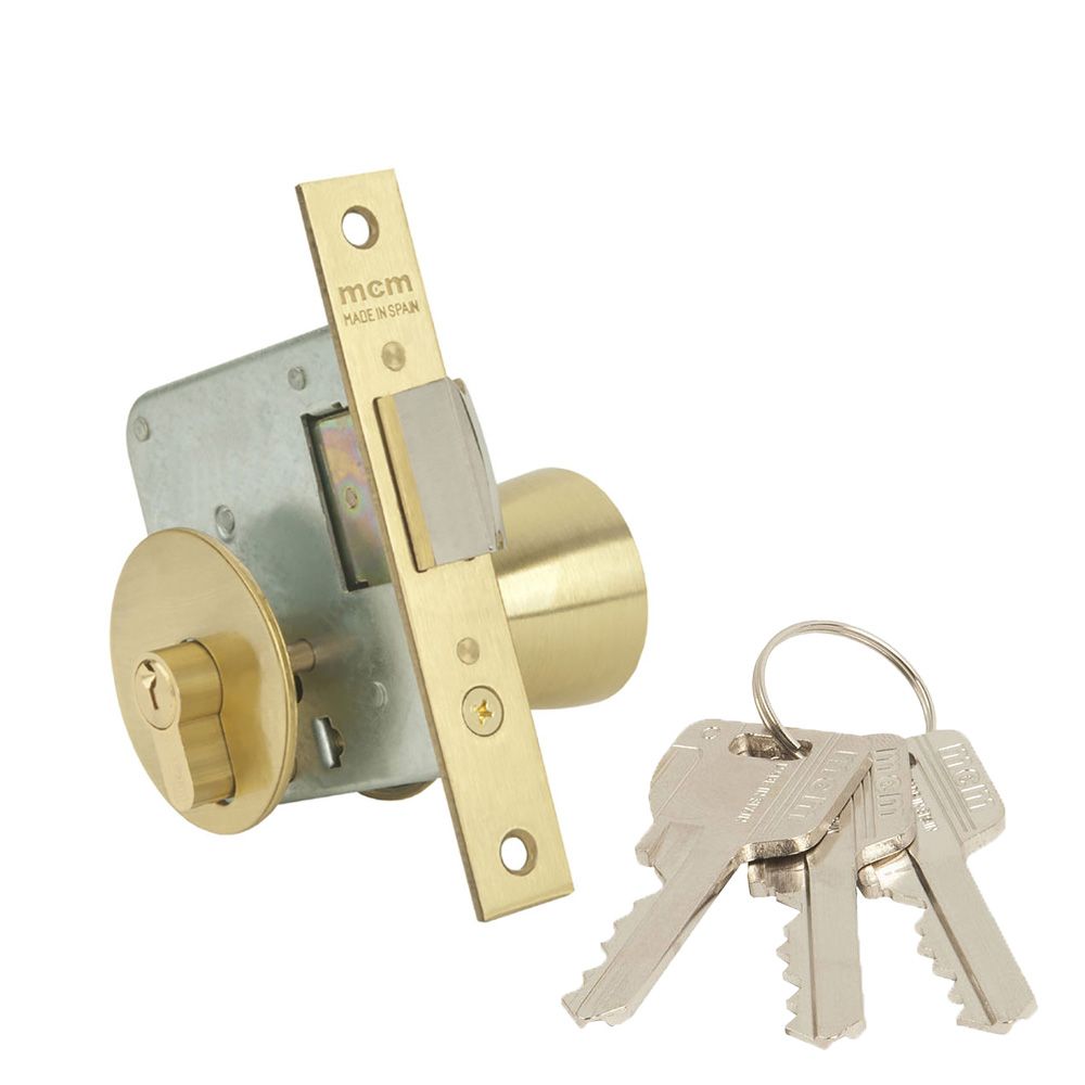 CERRADURA CON POMO, DE EMBUTIR, MODELO 1561-3-50, ACABADO LATÓN, ENTRADA 50 mm
