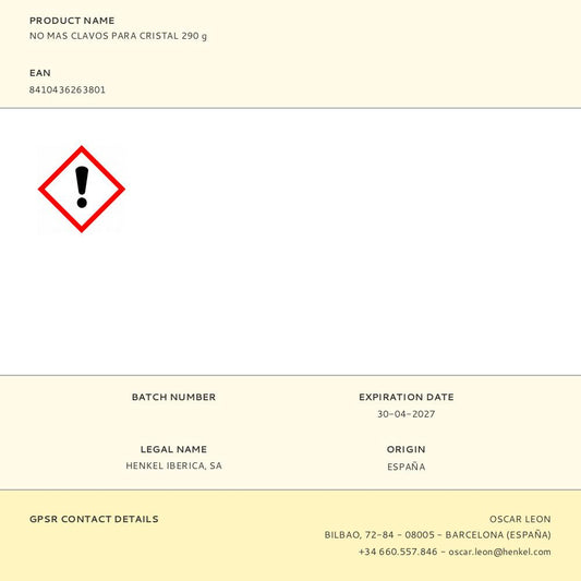 NO MAS CLAVOS PARA CRISTAL 290 g