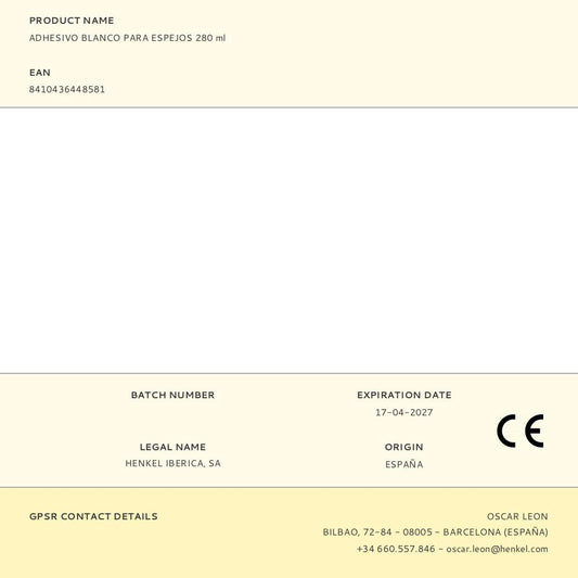 ADHESIVO BLANCO PARA ESPEJOS 280 ml