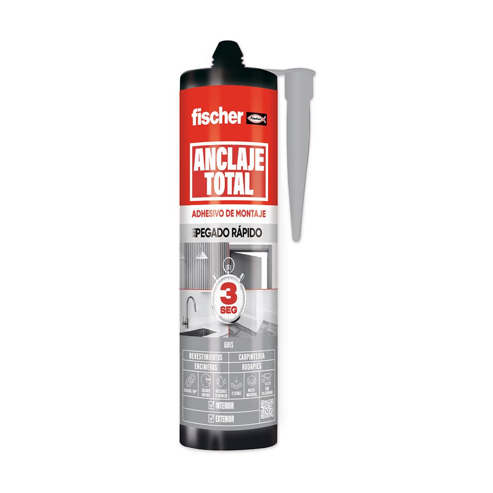 ANCLAJE TOTAL PEGADO RÁPIDO 3 SEGUNDOS PARA INTERIOR/EXTERIOR, GRIS, 290 ml
