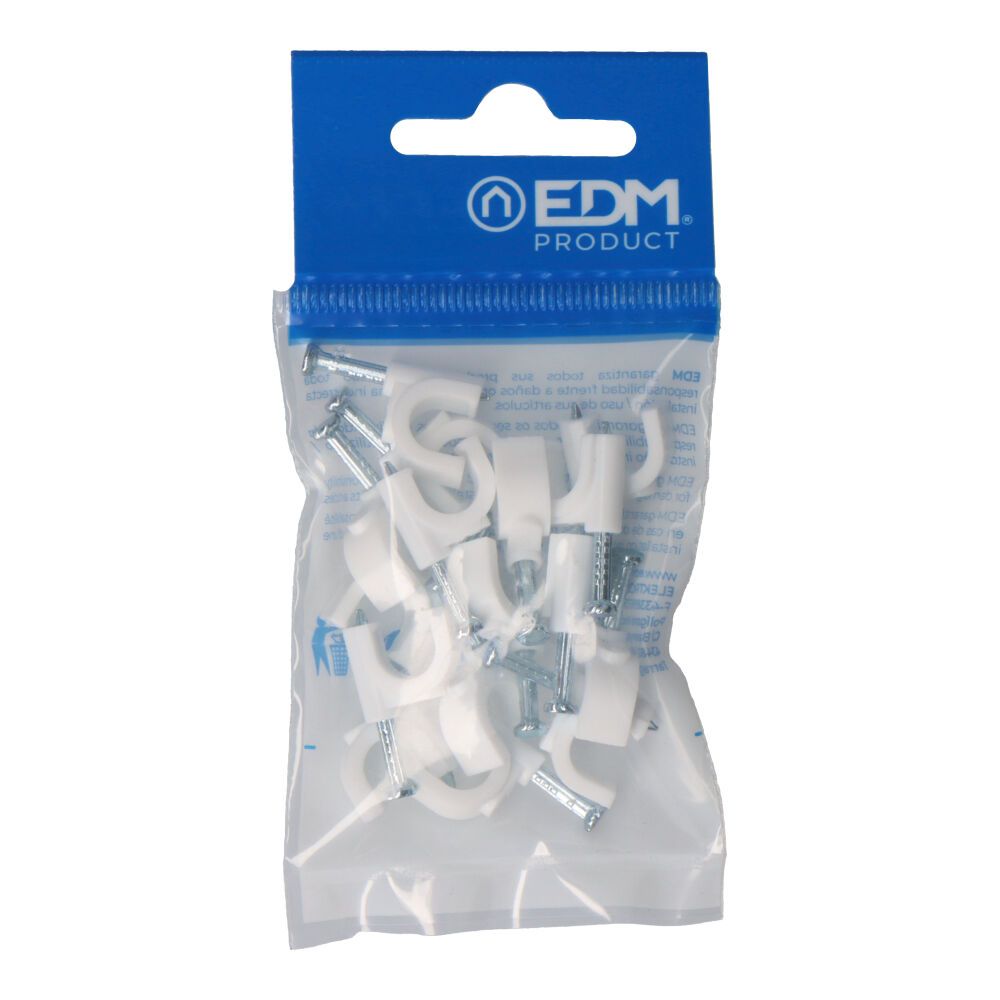 GRAPA PARA CABLE MANGUERA TUBULAR 2 x 2,5 mm N°08, BLANCA, BLISTER 15 uds