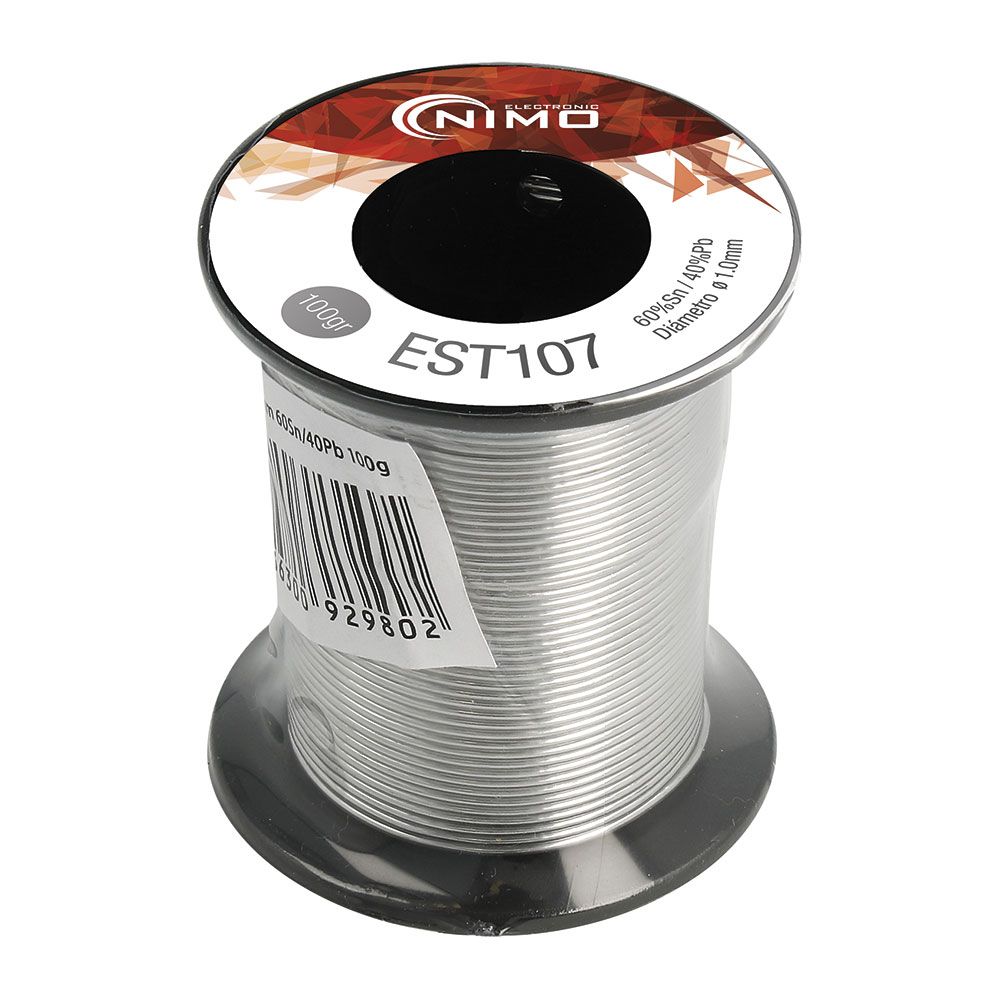 HILO DE ESTAÑO 60% SN, 40%PB, 2% FLUX 1mm CARRETE 100g