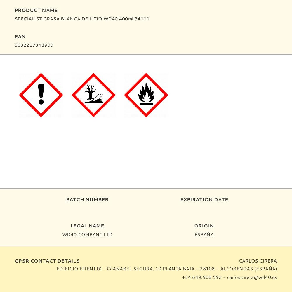 SPECIALIST GRASA BLANCA DE LITIO 400 ml