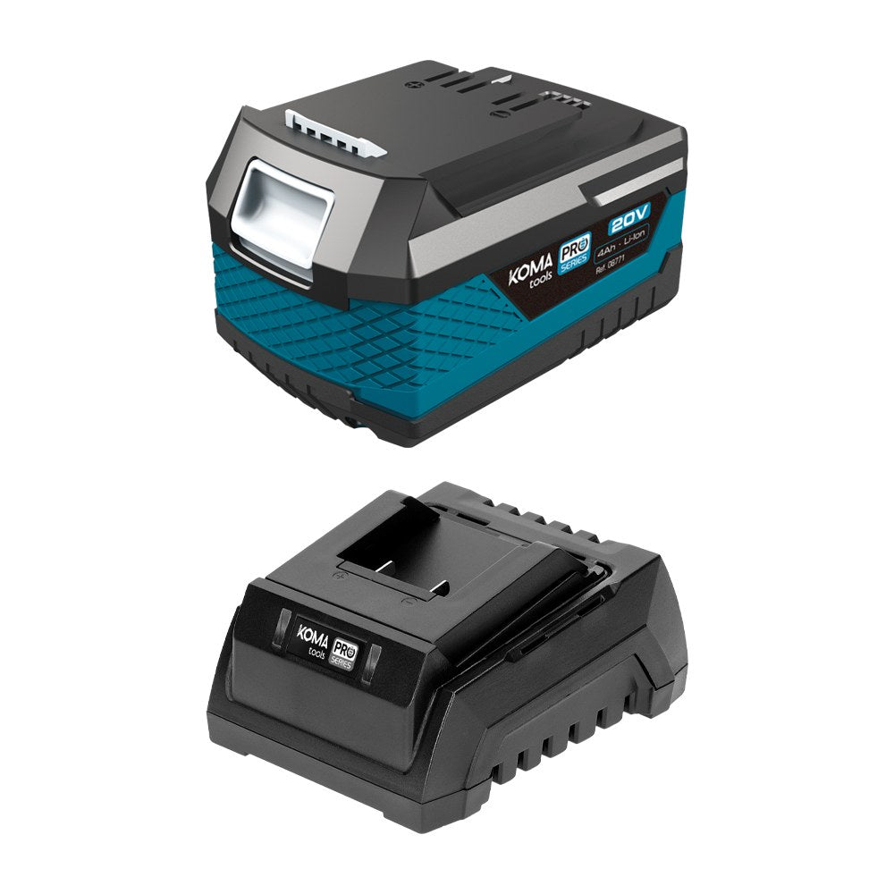 PACK BATERÍA LI-ION 20 V 4.0 Ah (08771) + CARGADOR 20 V 60 W (08772)