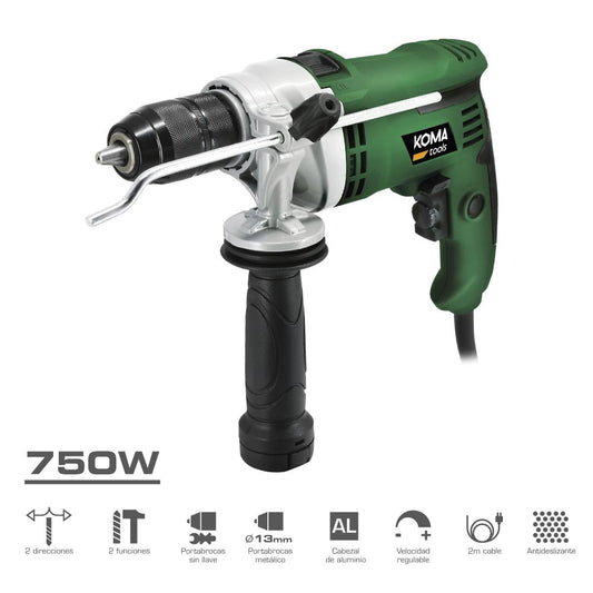 TALADRO PERCUTOR 750W CON CABLE DE 2 m