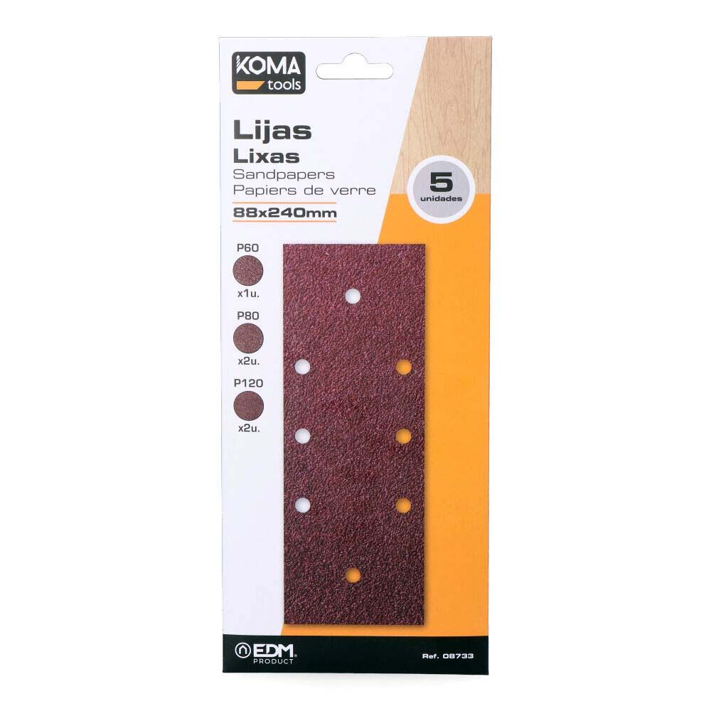 LIJAS PARA LIJADORA ORBITAL 08706, 5 uds