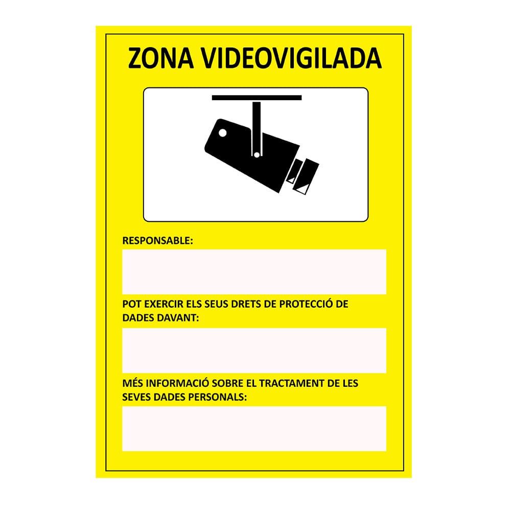 SEÑAL ZONA VIDEOVIGILADA CATALÀ PVC 0.7mm 21X30CM  NORMALUZ