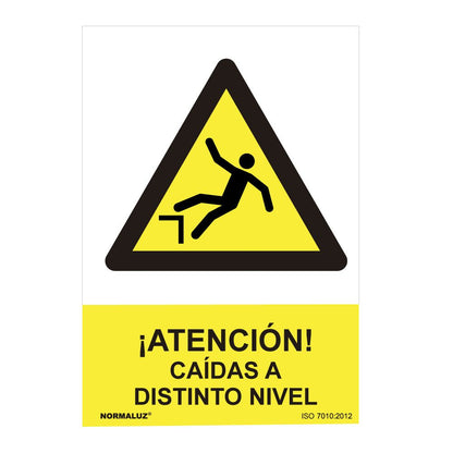 CARTEL PELIGRO "ATENCION CAIDAS A DISTINTO NIVEL" (PVC 0.7mm) 30x40cm NORMALUZ