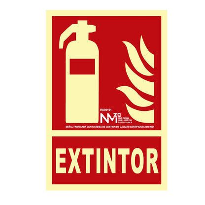 CARTEL DE EXTINCIÓN "EXTINTOR" CLASE B (PCV 0,7mm)  21x30cm NORMALUZ
