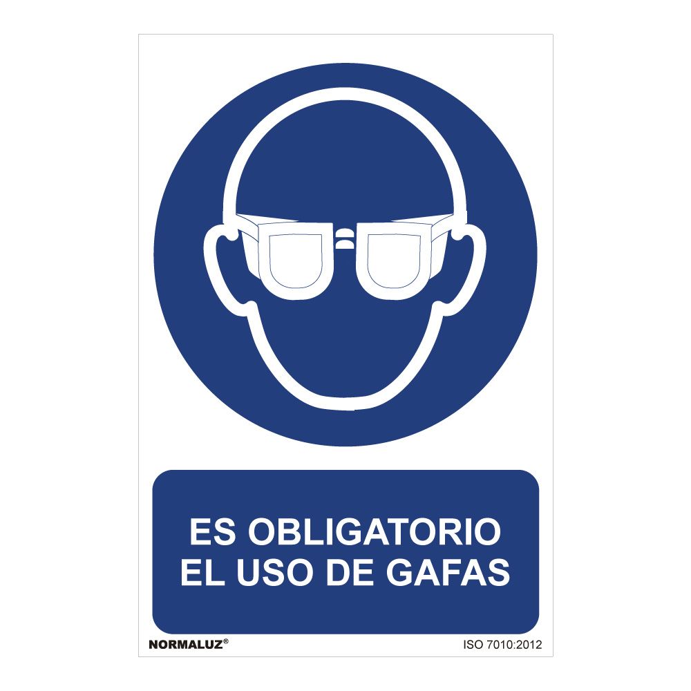 CARTEL "ES OBLIGATORIO EL USO DE GAFAS" (PVC 0,7mm) 30x40cm NORMALUZ