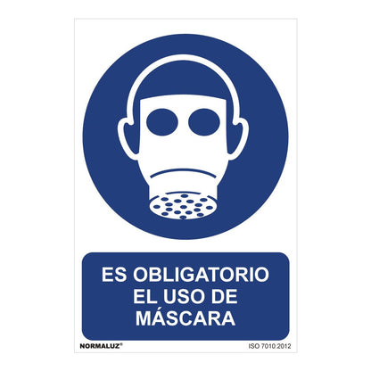 CARTEL "ES OBLIGATORIO EL USO DE MASCARA" (PVC 0,7mm) 30x40cm NORMALUZ