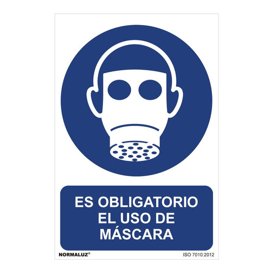 CARTEL "ES OBLIGATORIO EL USO DE MASCARA" (PVC 0,7mm) 30x40cm NORMALUZ