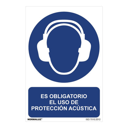 CARTEL "ES OBLIGATORIO EL USO DE PROTECCION ACUSTICA" (PVC 0,7mm) 30x40cm NORMALUZ