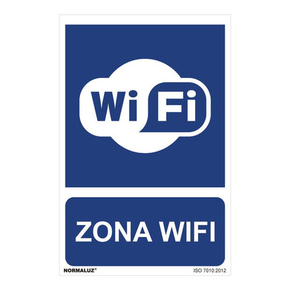 CARTEL "ZONA WIFI" (PVC 0,7mm) 30x40cm NORMALUZ