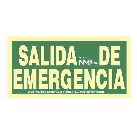 SEÑAL DE EVACUACIÓN SALIDA DE EMERGENCIA, PVC 1mm, CLASE A, 320 x 160 mm