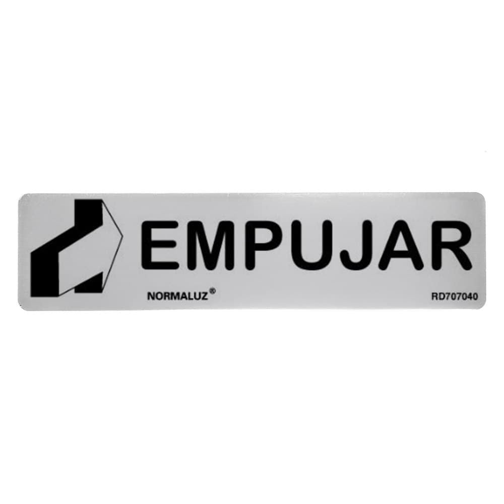 CARTEL INFORMATIVO "EMPUJAR", INOX ADHESIVO 0.8 mm,  5 x 20 cm