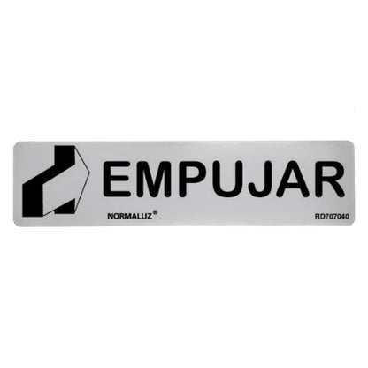 CARTEL INFORMATIVO "EMPUJAR", INOX ADHESIVO 0.8 mm,  5 x 20 cm
