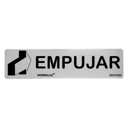 CARTEL INFORMATIVO "EMPUJAR", INOX ADHESIVO 0.8 mm,  5 x 20 cm
