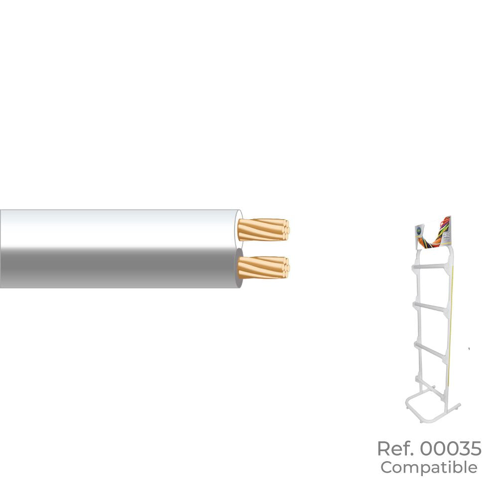 CABLE PARALELO BLANCO Y GRIS AUDIO 2 x 0,75 mm EURO/m (BOBINA PEQUEÑA Ø180x60mm)
