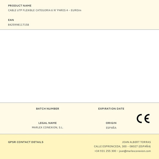 CABLE UTP FLEXIBLE CATEGORIA 6 N° PARES 4 - EURO/m