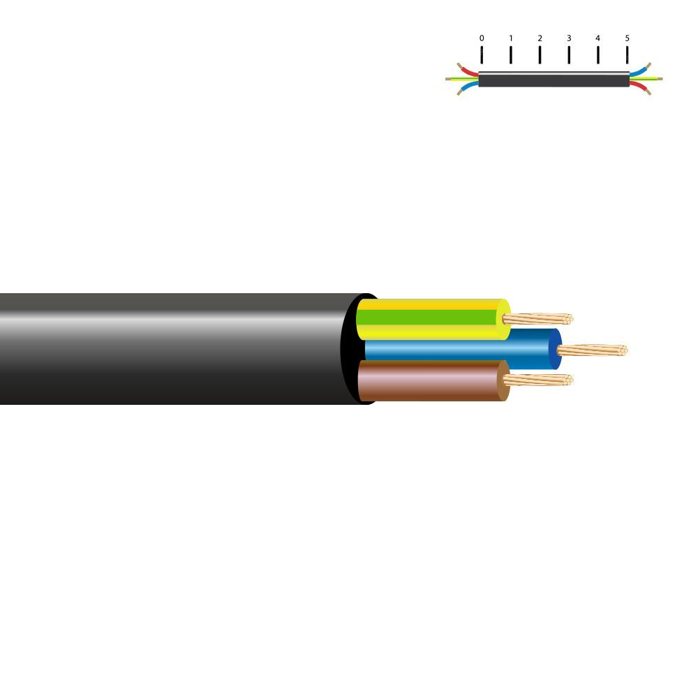 MANGUERA TUBULAR VV-K06/1KV 3 G 1,50 mm², NEGRA EURO/m