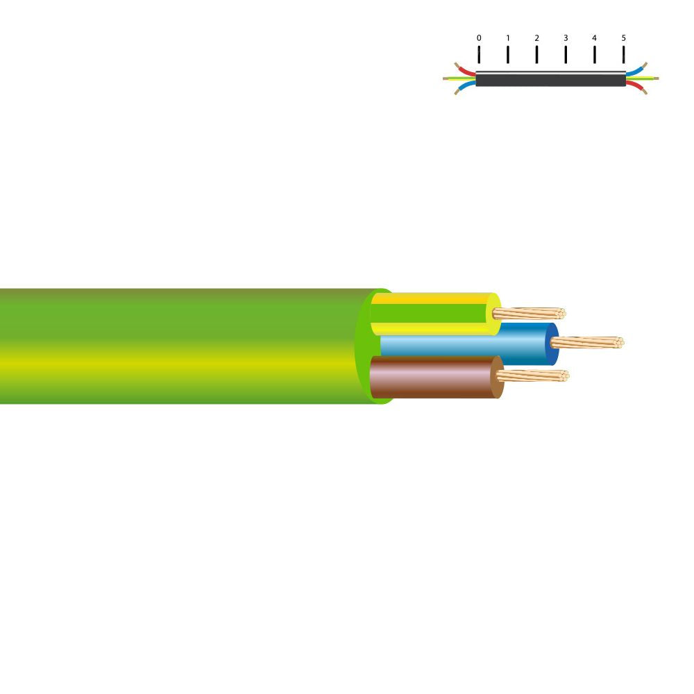 MANGUERA H05Z1Z1-F 3 G 1,00 mm², 100 m VERDE EURO/m