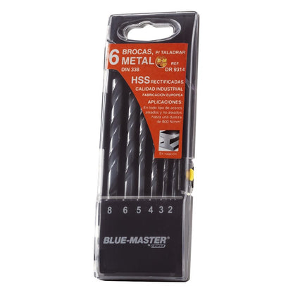 BROCAS DIN338 HSS RECTIFICADAS Ø2-8 mm, JUEGO 6 PIEZAS
